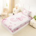 thumbnail image 4 of Manfei Romantic J Personalized Initial Twin Sheet Sets 3pcs for Girls,Dreamy Cute Princess Bow Bedding, 4 of 5