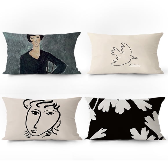 Juego de fundas de almohada de arte abstracto con diseño minimalista