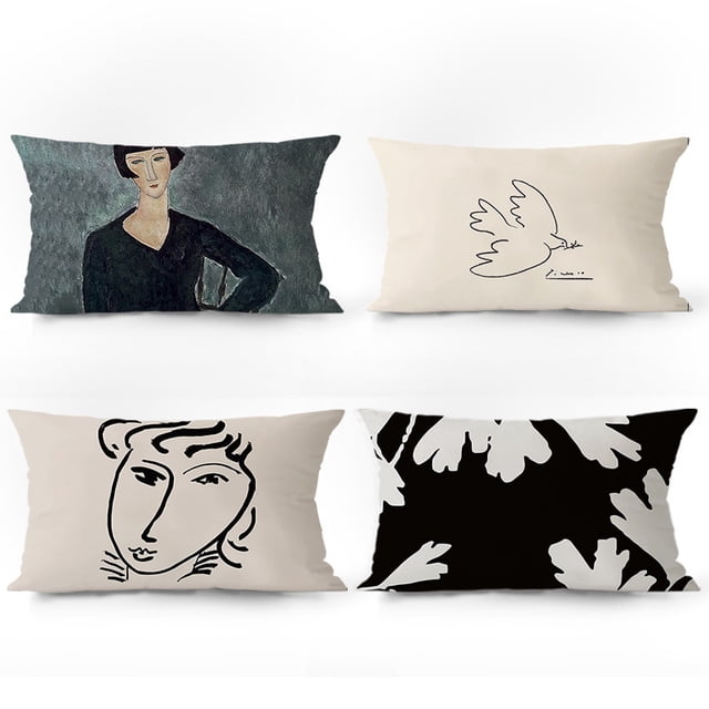Juego de fundas de almohada de arte abstracto con diseño minimalista