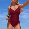 thumbnail image 5 of vigerkar Women's Tummy Control One Piece Swimsuits Front Twist Bathing Suits Slimming Monokini Swimwear (Wine, M), 5 of 6