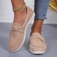 thumbnail image 4 of SCHUHLAND Women's Pleated Strap Faux Suede Loafers, Round Toe Low Heel Slip-On Casual Pumps, Black/Khaki, Summer, 4 of 14