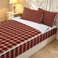 thumbnail image 3 of Manfei Retro Grid Zipper Full Size Comforter Sets with Fitted Sheet and 2 Pillowcases,Classic Plaid Zipper Bedding Set,Red Beige,Reversible,4pcs, 3 of 8