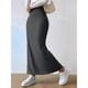 thumbnail image 5 of Falda Larga de Punto Informal con Abertura Lateral y Cintura Alta para Mujer, Cómoda y Ajustada. Gris Oscuro XL, 5 of 10