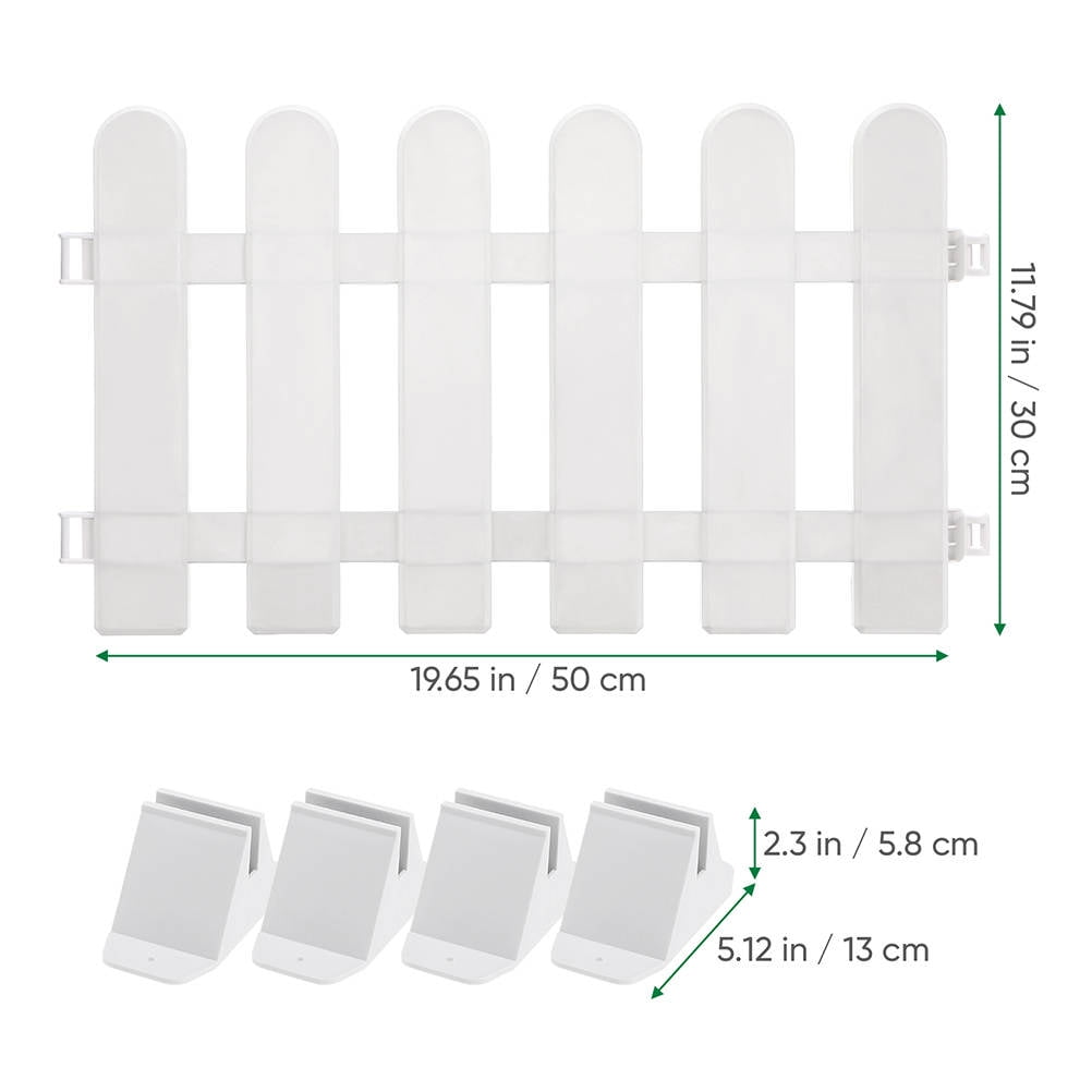 WORGEOUS  4 Pcs Garden Fence White Picket Decorative Panel Landscape Edging