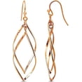 thumbnail image 5 of LeCalla 925 Sterling Silver Double Twisted 14K Rose Gold-Plated Drop Dangle Earrings Linear Marquise Loops for Women and Teen 55MM, 5 of 7