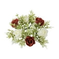 thumbnail image 3 of Anillo de vela con flores artificiales, hojas , corona de velas, adorno para centro de mesa, decoración para comedor, boda, fiesta Rojo, 3 of 9