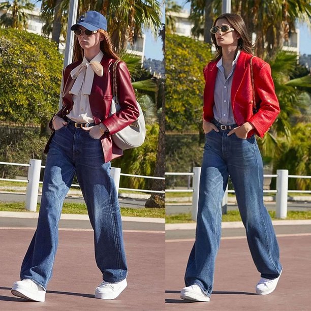 2024 Primavera/Novedad de verano Jeans trompeta para mujer, cintura alta, aspecto delgado, pantalones sueltos
