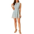 thumbnail image 2 of INSPIRE CHIC Vestido sin mangas de línea A con cuello de volantes y lazo de flores pequeñas M Azul, 2 of 6
