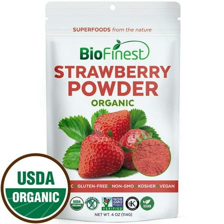 Weight Management Strawberry Biofinest Strawberry Juice Powder - 100% Pure Freeze-Dried Antioxidants Superfood - USDA Certified Organic Kosher Vegan Raw Non-GMO - Boost Digestion Weight Loss - For Smoothie Beverage Blend (4 oz) ()