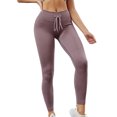 thumbnail image 1 of Mallas acanaladas para mujer, pantalones de Yoga con cordón de rayas sin costuras para Fitness, mallas inferiores de cintura alta para Prendas para la parte inferior del cuerpo marrón camafeo Guardurnaity AP019312-02, 1 of 6