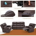 thumbnail image 7 of YODOLLA 3 Pieces Recliner Sofa Set with Massage Heated Function, Home Theater Seating Leather Couch Set with Side Pockets, Brown, 7 of 7