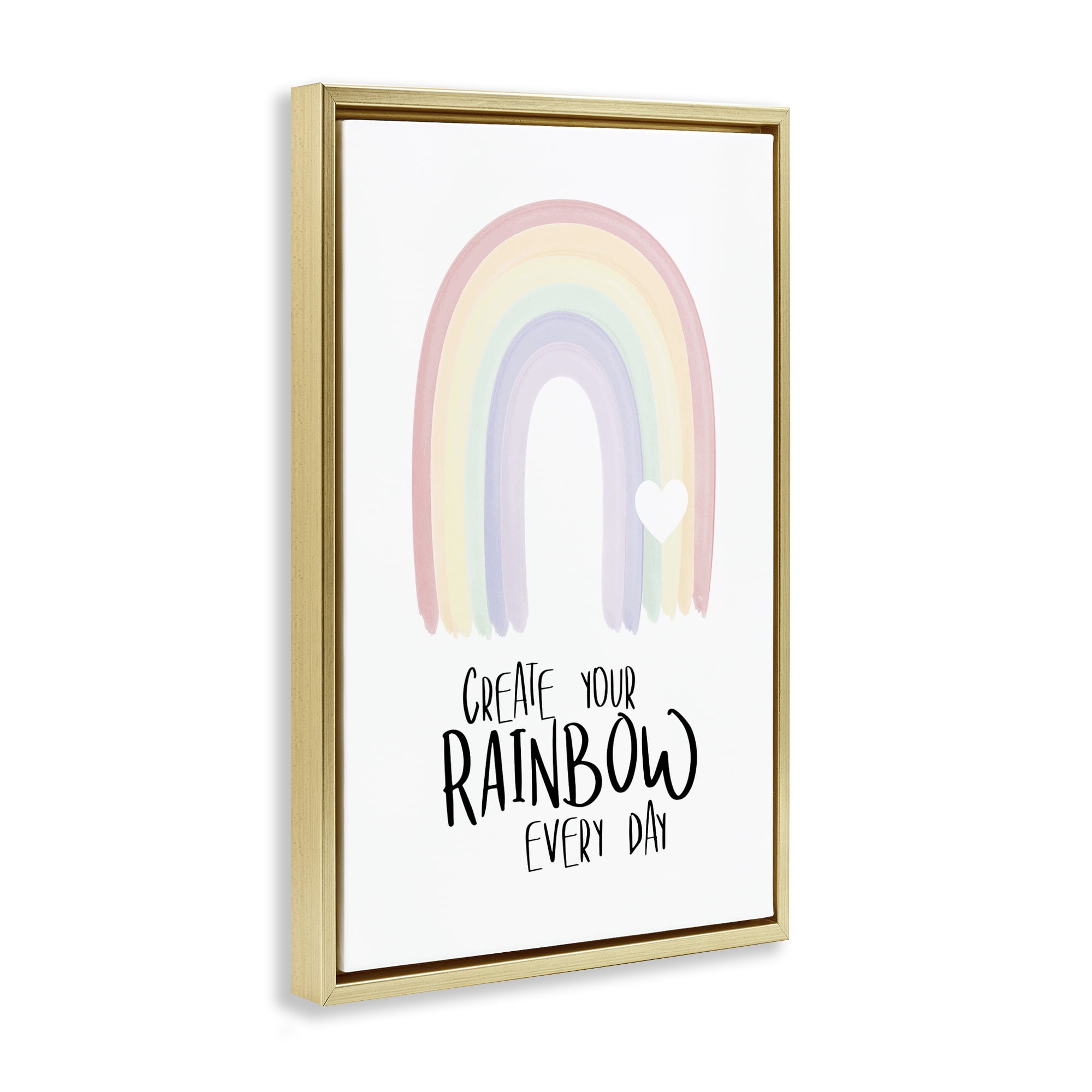 Stupell Industries Create Your Rainbow Text & Numbers Painting Gold Floater Framed Canvas Art Print Wall Art, 21 x 31
