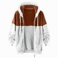 thumbnail image 5 of ZCFZJW Big and Tall Regular Fit Color Block Print Long Sleeve Full Zip up Jackets for Men Casual Drawstring Sherpa Fleece Hooded Pullover Sweatshirts Trendy Warm Coat Tops Coffee XL, 5 of 5