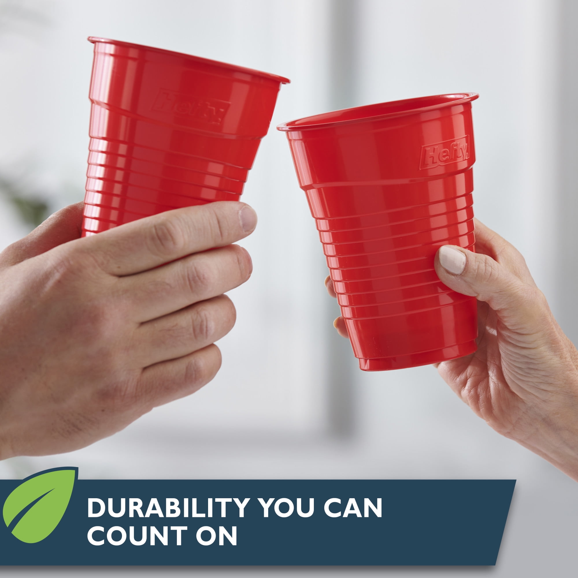 (3 pack) Hefty ECOSAVE Compostable Party Cups, Red, 18 oz., 16 Count