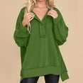 thumbnail image 2 of 50% Up Clearance, Plain Pullover Sweatshirts, Ladies Oversized Sweatshirt Casual Long Sleeve Button Henley Neck Vintage Tunic Tops (Small, Green), 2 of 6