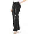 thumbnail image 2 of Machine Jeans Women's Juniors High Waist Cargo Wide-Leg Flares (1, Black), 2 of 4