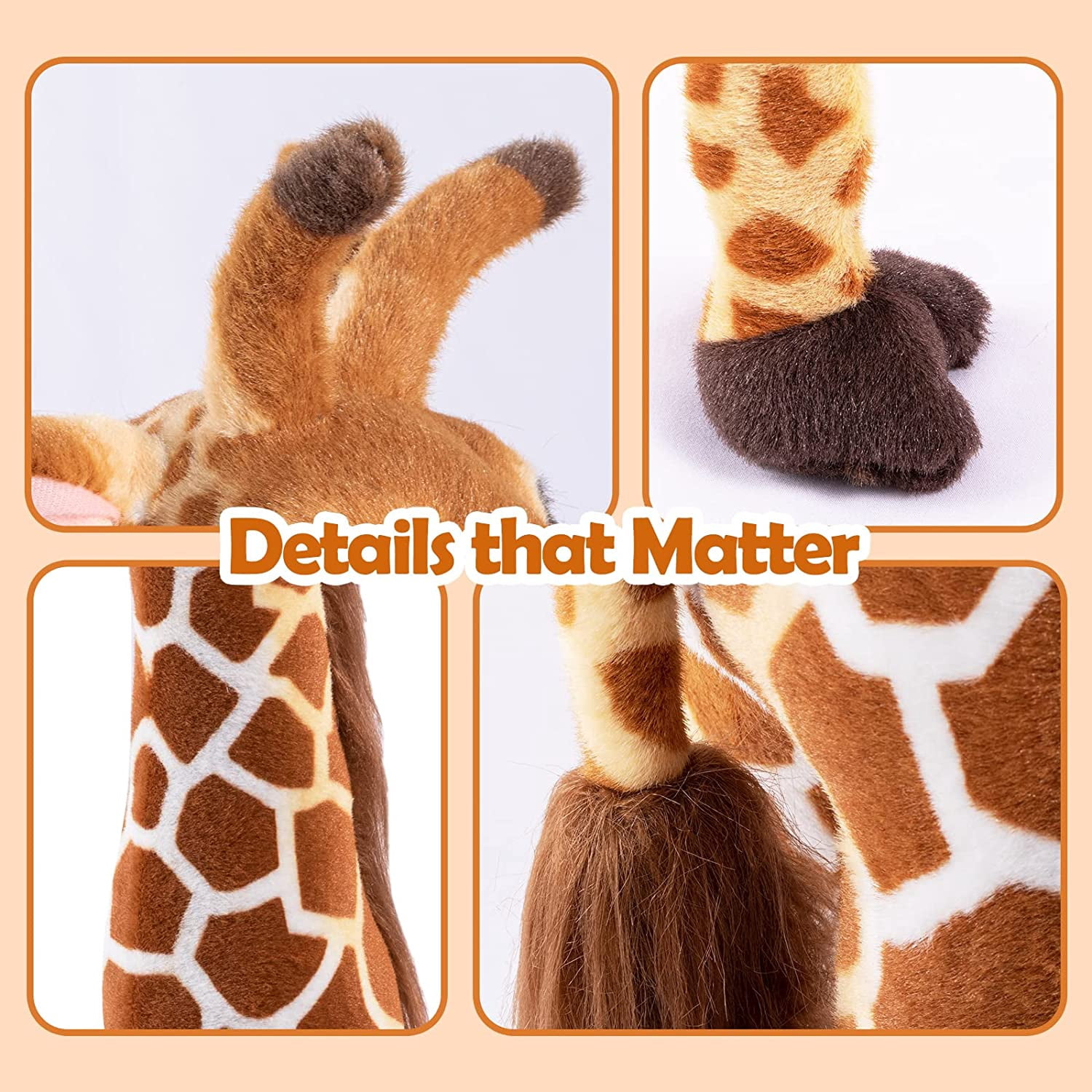 BRINJOY Giant Giraffe Stuffed Animal Set, 47 Inch Large vivid Plush Giraffe Toy with Bird&Basket&Leaves&Card, Standing Giraffe for kids