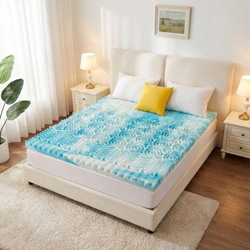 Simenmax 2 Inch TWIN Mattress Topper, Gel-Infused Memory Foam with 5-Zone Pressure Relief, CertiPUR-US Certified Bed Topper for Cool Sleep & Back Support, Blue