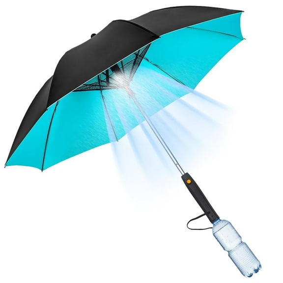 PEXIOAN 3 in 1 Umbrella with Fan,Portable Misting Fan Umbrella With Uv Protection(Blue,23in)