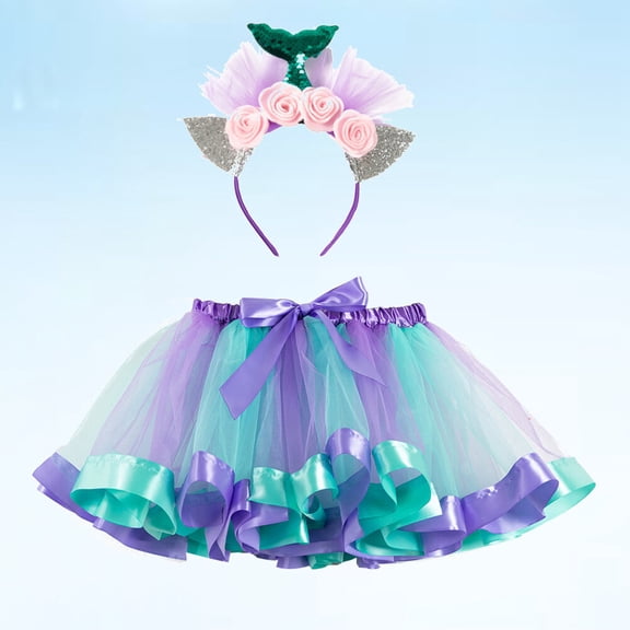 WHAMVOX  Tutu Skirt for Girls Decorations Headband Toddler Miss Child