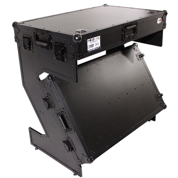 ProX XS-ZTABLEBL JR DJ Z-Table Junior Workstation | Portable Compact Flight Case Table | W/Handles & Wheels | Black on Black