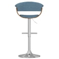 thumbnail image 3 of Modern Swivel Bar Stool with Adjustable Height, Blue Fabric Upholstery and Chrome Metal Base, 3 of 6
