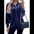 thumbnail image 3 of Cárdigan de Terciopelo de Larga de Invierno para Mujer, Blusa Informal con Botones, Blusas para Mujer Azul Real L, 3 of 10