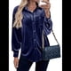 thumbnail image 3 of Cárdigan de Terciopelo de Larga de Invierno para Mujer, Blusa Informal con Botones, Blusas para Mujer Azul Real XL, 3 of 10
