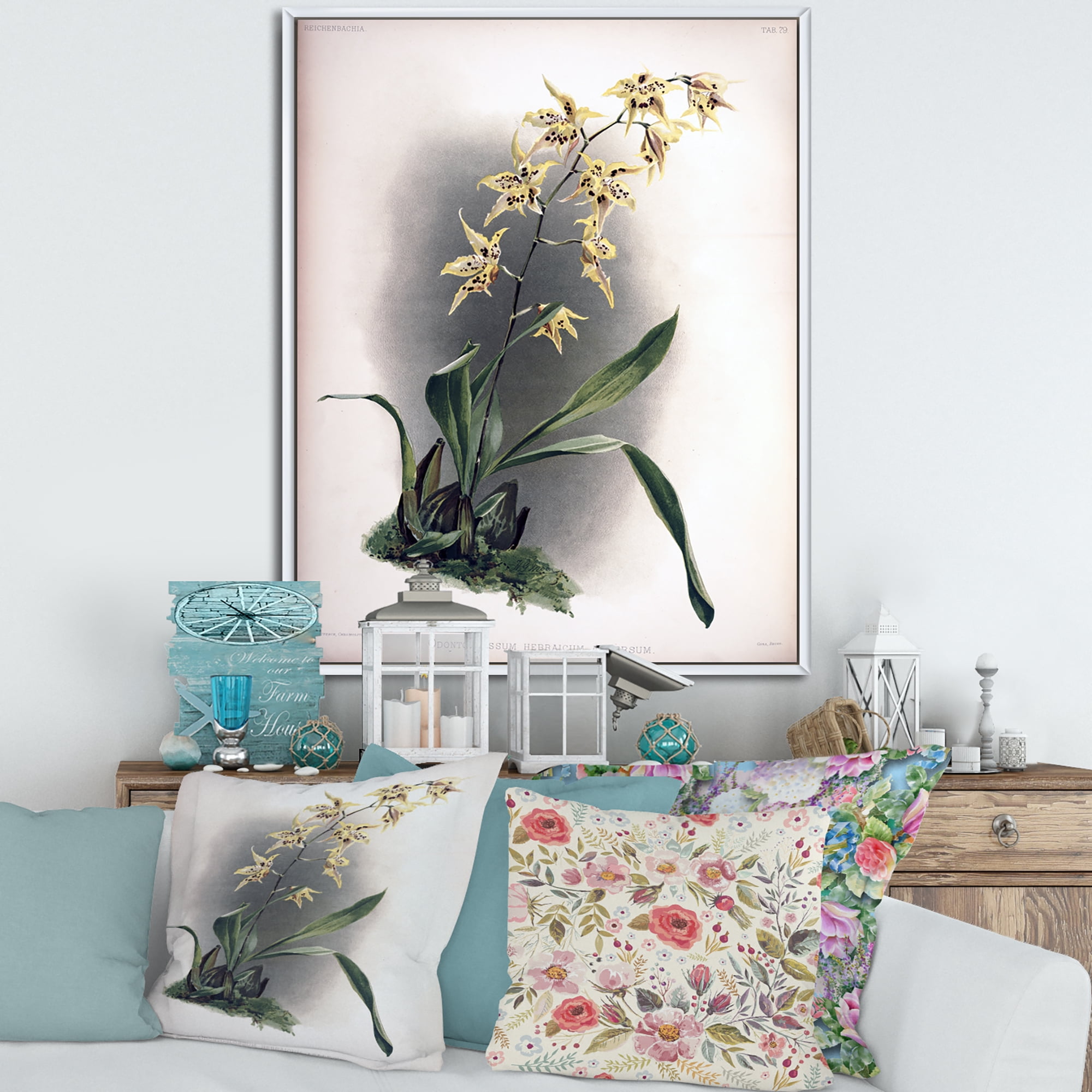 Designart 'Ancient Orchid Flower' Traditional Framed Canvas Wall Art Print