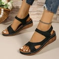 thumbnail image 4 of CHGBMOK Womens Sandals Leather with Adjustable Buckle & Ankle Straps Comfy Wedge Heel for Summer Casual Wear,Sizes 36-43, 4 of 9