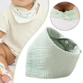 thumbnail image 1 of Babero, paño para eructar, cómodo, triangular, de algodón, agradable para la piel, bandana, babero antibabas, unisex, para bebés, babeo, dentición, ni Verde claro, 1 of 8