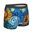 thumbnail image 4 of Haiem Starry Night Sunflower Field Men's Boxer Briefs, Every Day Comfort Stretch Cotton Moisture-Wicking Underwear-Small, 4 of 8