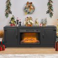 thumbnail image 5 of Fireplace TV Stand for TVs to 65 inch, TV Cabinet with Storage and Fireplace, Modern TV Stand for Living Room, Bedroom, Entertainment Console Cabinet, Black, D4953, 5 of 10