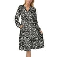 thumbnail image 4 of UVN Fall Dresses for Women Long Sleeve V Neck Midi Dress Casual Loose Flowy Swing Tiered Dress with Pockets, 4 of 9