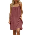 thumbnail image 4 of Backless Dresses for Women Sleeveless Spaghetti Strap Cami Mini Dresses Summer Beach Vacation Flowy Solid Color Sundress, 4 of 7