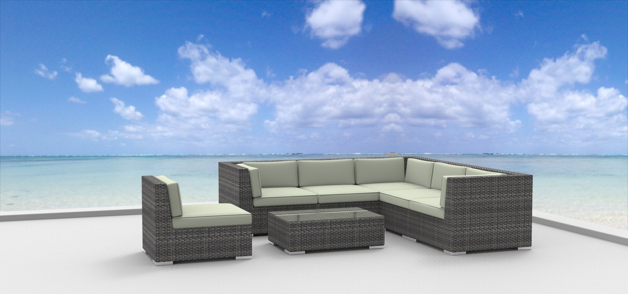 Urban Furnishing Kauai 7pc Modern Outdoor Backyard Wicker Rattan