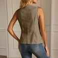 thumbnail image 6 of ClodeEU Women's Open Front Sleeveless Dress Vest,Casual Button Down Waistcoat Jacket Khaki,Women's Plus L, 6 of 8