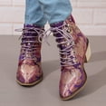 thumbnail image 2 of Mostsola Ankle Boots for Women Vintage Floral Embroidery Lace up Pointed Toe Heeled Booties, 2 of 8