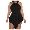 thumbnail image 2 of Wycnly Rompers for Women Party Club Sexy Back Hollow out Empire Waist Irregular Hem Tank Jumpsuits Crewneck Sleeveless Formal Solid Short Womens Jumpsuits on, 2 of 7