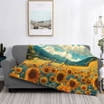 thumbnail image 2 of Rateoe Field Style Bicycle Young Sunflower Pattern Flannel Throw Blanket, Ultra-soft Blanket for Bed, Couch, Car, Hypoallergenic Anti-pilling blanket-40"x30"(Horizontal), 2 of 6