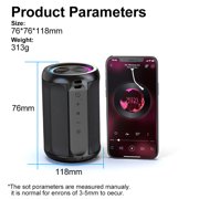 Jierben Waterproof Speaker, 12W Portable Bluetooth Speaker, LED Lights, Portable Outdoor Wireless Speaker for Shower, Beach, Travel, Gift Ideas, Gray