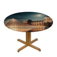 thumbnail image 3 of Acheng Louvre Pyramid Historical Palace Buildings Illuminated Architecture Round Tablecloth 100% Polyester Fiber Table Cloth 42-46, 3 of 8