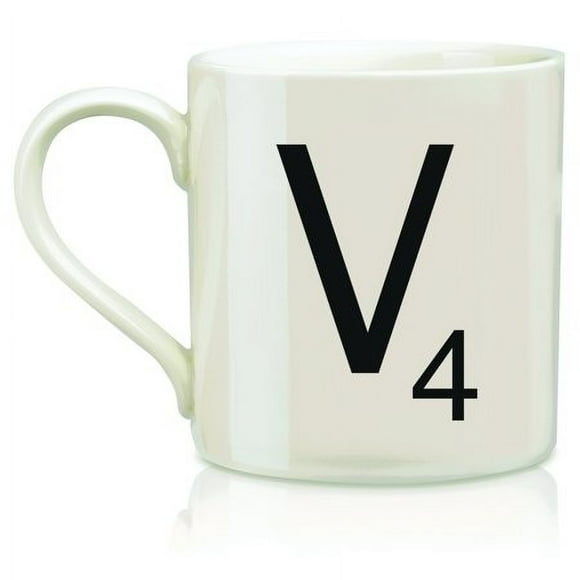 Scrabble Tasse à Café Vintage en Céramique avec Lettre "V"