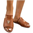 thumbnail image 4 of Fesfesfes Women's Rhinestone Fish Mouth Open Toe Lazy Slip-On Slippers Thick-Soled Comfortable Casual Spring Summer Fashionable Versatile Slip-On Shoes(Brown#4,US 5.5), 4 of 9