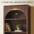 thumbnail image 6 of Aitjunz 77.6" Tall Pantry Cabinet, Kitchen Pantry Storage Cabinet with Adjustable Shelves, Open Storage and 2 Fluted Doors, Freestanding Kitchen Cabinet for Dining Room, Brown, 6 of 8