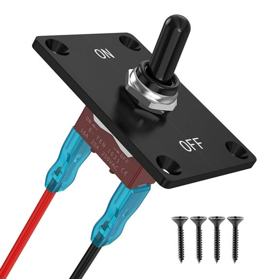 Toggle Switch 12V, 2 Pin SPST ON/Off 30A 12VDC 2 Way Heavy Duty Waterproof Toggle Switch with Mounting Panel for Auto Boat Marine