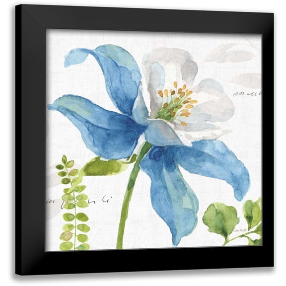 Audit, Lisa 12x12 Black Modern Framed Museum Art Print Titled - Blue and Green Garden II