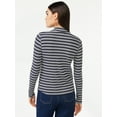 thumbnail image 3 of Free Assembly Women's Button Shoulder Mock Neck Ribbed Top with Long Sleeves, 3 of 6