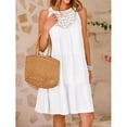 thumbnail image 4 of jinghuiyue Women’s Summer Hollow Out Halter Dresses Sleeveless Casual A-Line Tiered Swing Mini Dress Beach Vacation Sundress S, 4 of 6