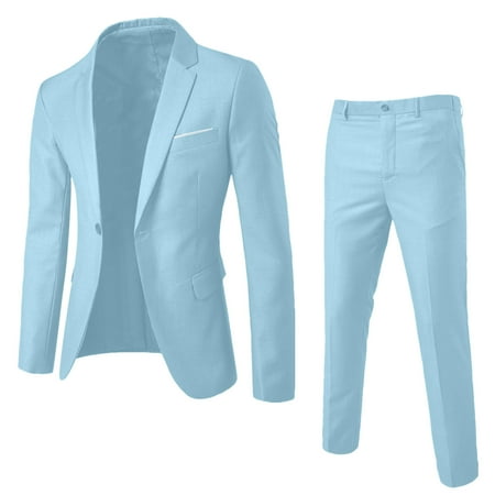 BSDJILFG Young Mens Dress Suits 2-Piece Business Casual Sets Regular Fit Dress Jacket and Matching Pant for Evening Party